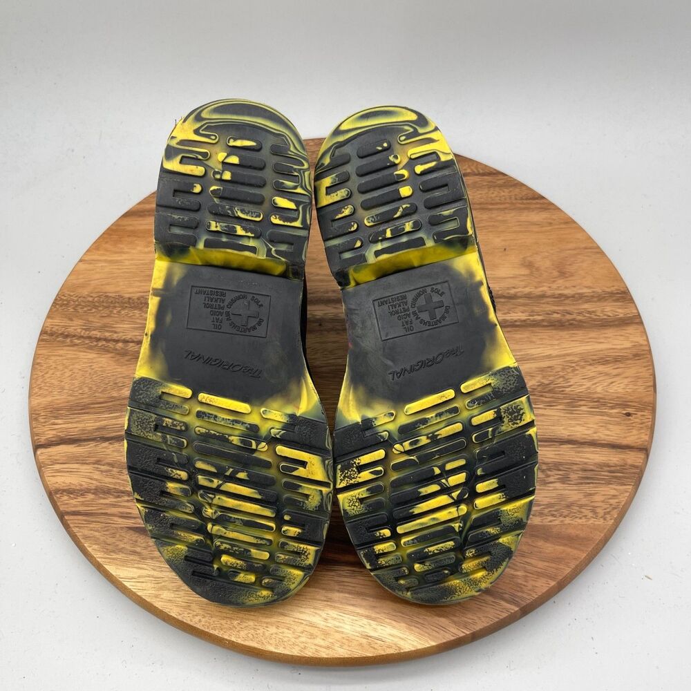 Dr. Martens 1460 8-Eye Boots Womens Size 7 Black Lava Yellow Combat Smooth - Picture 7 of 9
